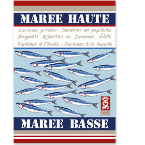 Torchon de décoration sur le thème de la mer, fabriqué en Bretagne.