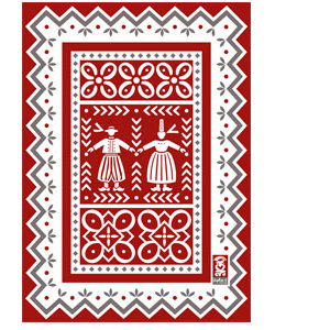 Torchon breton "rouge duo"