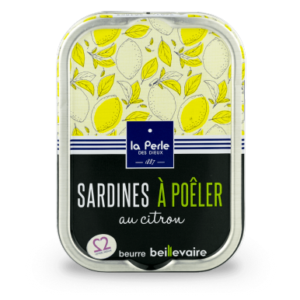 Boite de sardines à poêler au citron de la conserverie la perle des dieux.