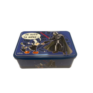 Boite en métal mamgoz avec un dessin d'humour Star Wars.