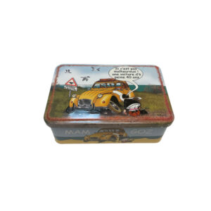 Etui à gâteaux mam goz décorée avec une citroën 2cv.