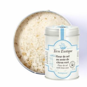 Une fleur de sel aux zestes de citron qui accompagne poissons, crustacés, mayonnaises et revisite vos salades d’avocats.