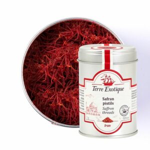 Pistils de safran de la marque Terre Exotique. Or rouge iranien.